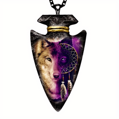 Triangle Animal Wolf Necklace Punk Hip Hop Pendant Necklace Toy For Men Kids