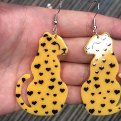 Leopard Heart Dangle Earrings Love Letters Rainbow Drop Women Girls Jewelry