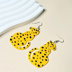 Leopard Heart Dangle Earrings Love Letters Rainbow Drop Women Girls Jewelry
