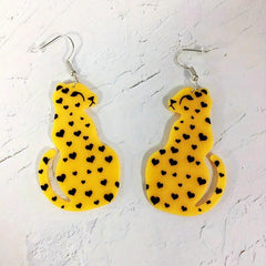 Leopard Heart Dangle Earrings Love Letters Rainbow Drop Women Girls Jewelry