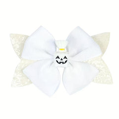 Halloween Bow Hair Clips Party Hairpins Pumpkin Bat Print Hair Accessories