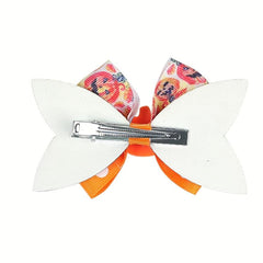 Halloween Bow Hair Clips Party Hairpins Pumpkin Bat Print Hair Accessories