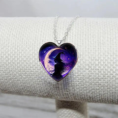 Halloween Witch Necklace Retro Heart Pendant Gift for Friends