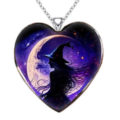 Halloween Witch Necklace Retro Heart Pendant Gift for Friends