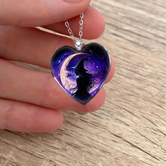 Halloween Witch Necklace Retro Heart Pendant Gift for Friends