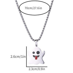 Halloween Ghost Pendant Necklace Ghost Face Sweater Chain