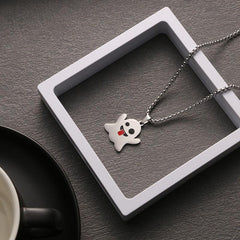 Halloween Ghost Pendant Necklace Ghost Face Sweater Chain