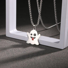 Halloween Ghost Pendant Necklace Ghost Face Sweater Chain