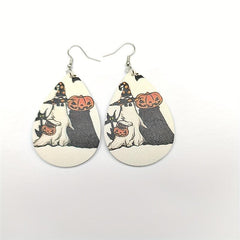 Halloween Faux Leather Pumpkin Ghost Earrings Teardrop Earrings Women Girls