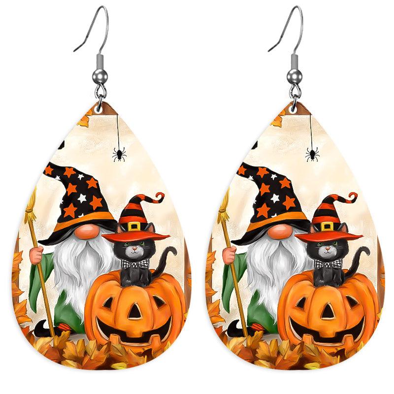 Halloween Faux Leather Pumpkin Ghost Earrings Teardrop Earrings Women Girls