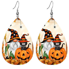 Halloween Faux Leather Pumpkin Ghost Earrings Teardrop Earrings Women Girls
