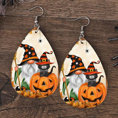 Halloween Faux Leather Pumpkin Ghost Earrings Teardrop Earrings Women Girls