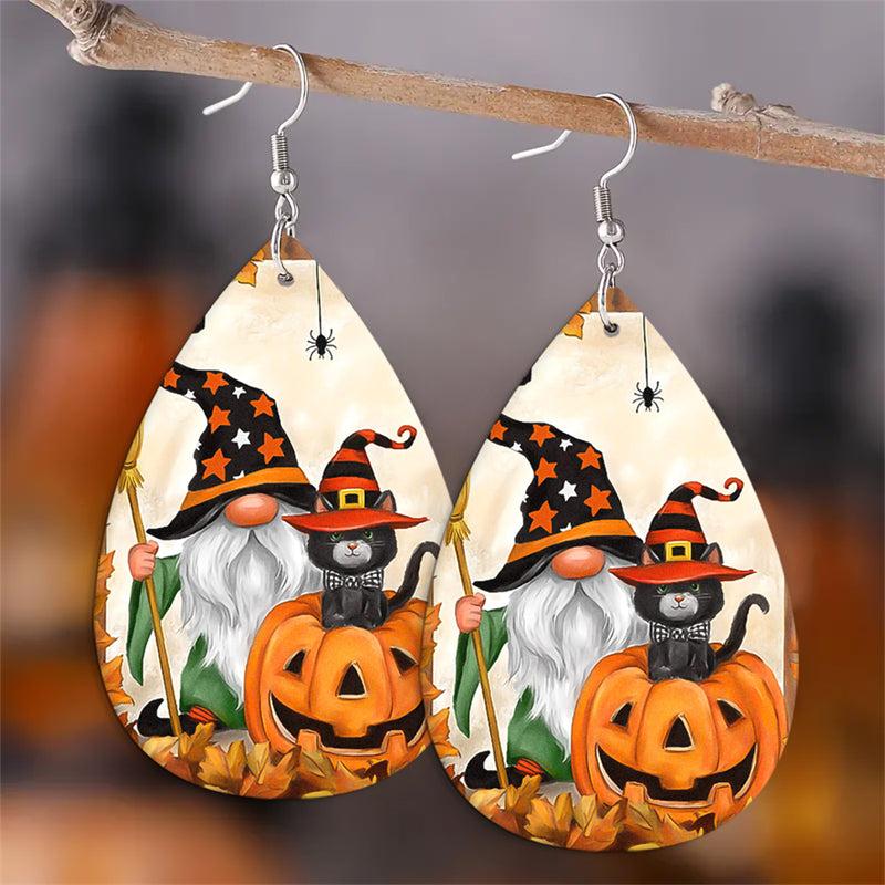 Halloween Faux Leather Pumpkin Ghost Earrings Teardrop Earrings Women Girls