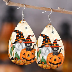 Halloween Faux Leather Pumpkin Ghost Earrings Teardrop Earrings Women Girls