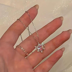 Hollow Heart Clavicle Chain Love Pendant Necklace