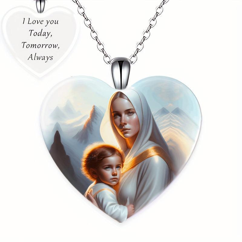 Vintage Heart Mother Daughter Pendant Necklace Toy for Kids Anniversary Gift