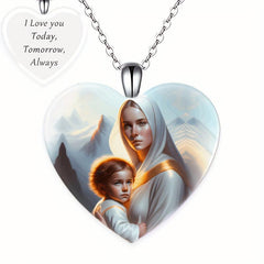 Vintage Heart Mother Daughter Pendant Necklace Toy for Kids Anniversary Gift