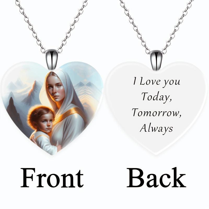 Vintage Heart Mother Daughter Pendant Necklace Toy for Kids Anniversary Gift