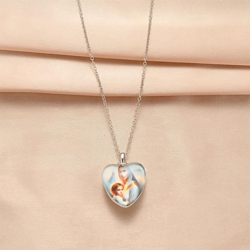 Vintage Heart Mother Daughter Pendant Necklace Toy for Kids Anniversary Gift