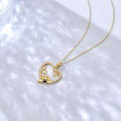Heart Shaped Honeycomb & Little Bee Pendant Necklace