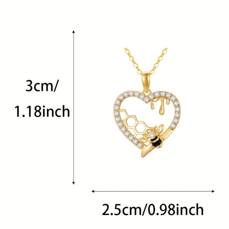 Heart Shaped Honeycomb & Little Bee Pendant Necklace