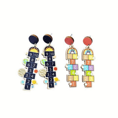Maths Earrings 1 Pair Number Jump Grid Dangle Earrings Graduation Gift
