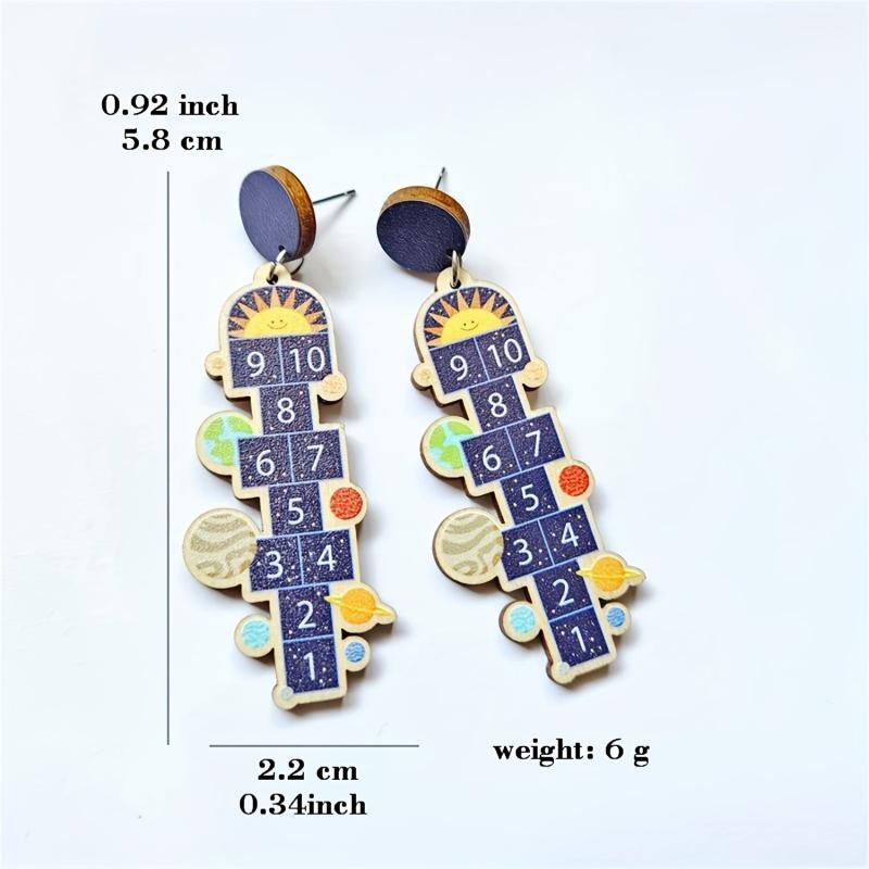 Maths Earrings 1 Pair Number Jump Grid Dangle Earrings Graduation Gift