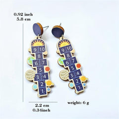 Maths Earrings 1 Pair Number Jump Grid Dangle Earrings Graduation Gift