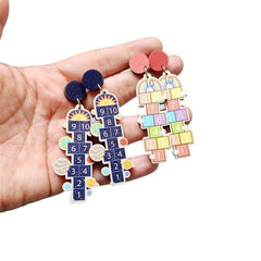 Maths Earrings 1 Pair Number Jump Grid Dangle Earrings Graduation Gift