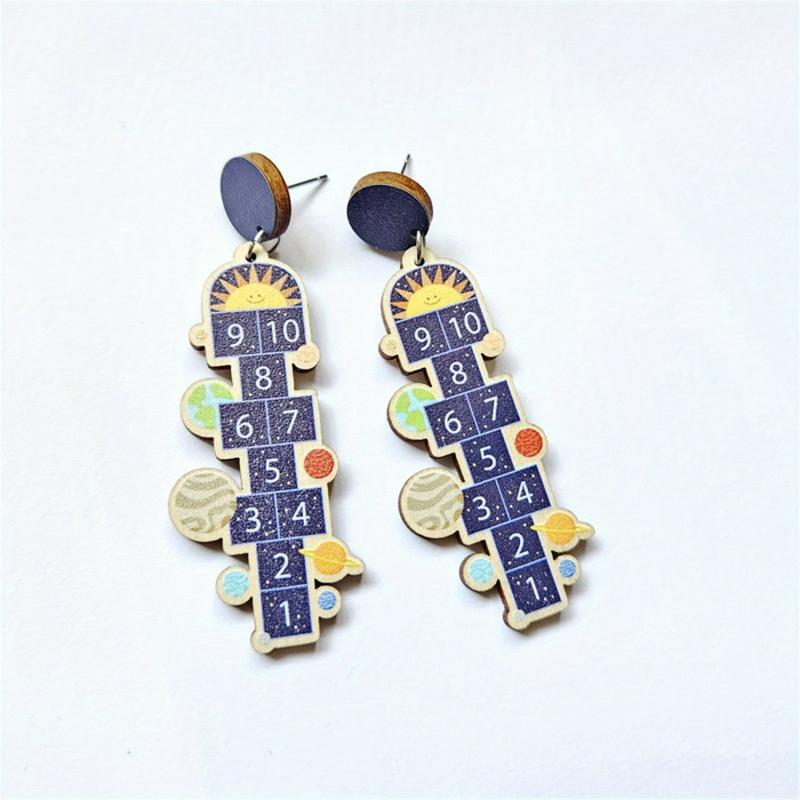 Maths Earrings 1 Pair Number Jump Grid Dangle Earrings Graduation Gift