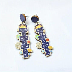Maths Earrings 1 Pair Number Jump Grid Dangle Earrings Graduation Gift