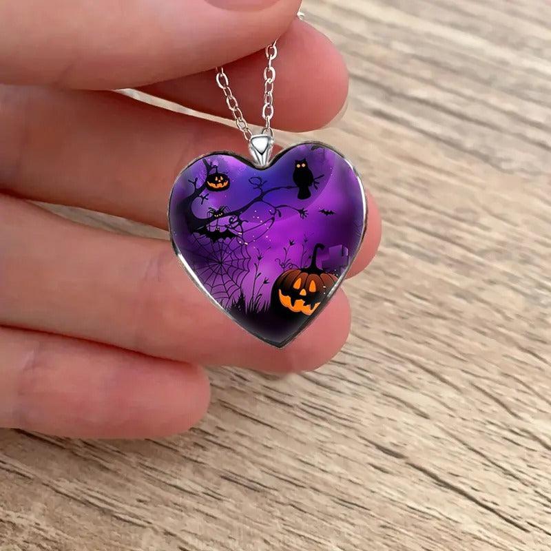 Halloween Pumpkin Head Owl Necklace Retro Pendant Halloween Christmas Gift