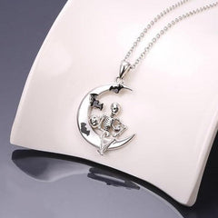Gothic Pumpkin Skull Bat Moon Pendant Necklace