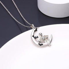 Gothic Pumpkin Skull Bat Moon Pendant Necklace