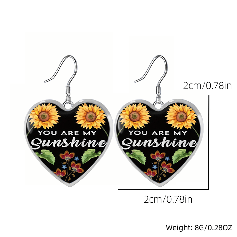 Sunflower Glass Pendant Earrings Graduation Gift