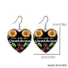 Sunflower Glass Pendant Earrings Graduation Gift