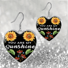 Sunflower Glass Pendant Earrings Graduation Gift