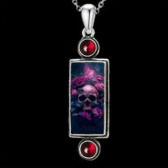 Skull Rose Pendant Necklace Gothic Jewelry For Women