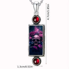 Skull Rose Pendant Necklace Gothic Jewelry For Women