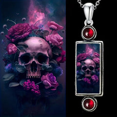 Skull Rose Pendant Necklace Gothic Jewelry For Women