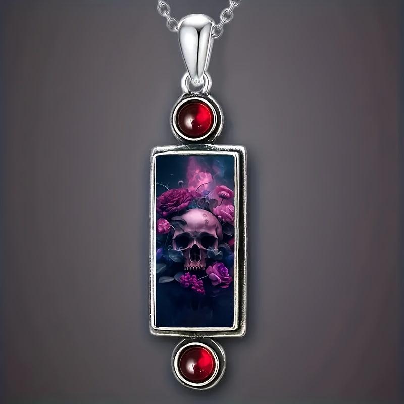 Skull Rose Pendant Necklace Gothic Jewelry For Women