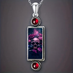 Skull Rose Pendant Necklace Gothic Jewelry For Women