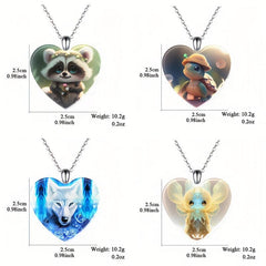 4pcs Heart Necklaces Heart shaped Pendant Necklaces Banquet Jewelry