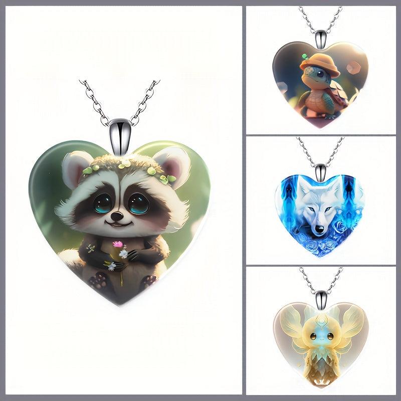 4pcs Heart Necklaces Heart shaped Pendant Necklaces Banquet Jewelry