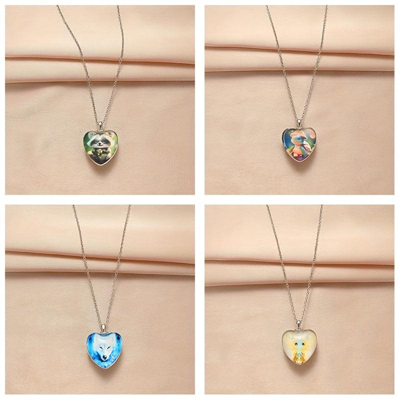 4pcs Heart Necklaces Heart shaped Pendant Necklaces Banquet Jewelry