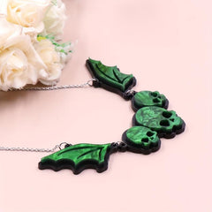 Acrylic Gothic Skull Bat Necklace Halloween Decoration Birthday Gift