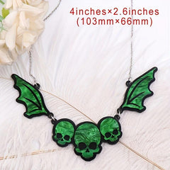 Acrylic Gothic Skull Bat Necklace Halloween Decoration Birthday Gift
