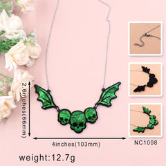 Acrylic Gothic Skull Bat Necklace Halloween Decoration Birthday Gift