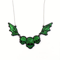 Acrylic Gothic Skull Bat Necklace Halloween Decoration Birthday Gift