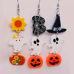 Halloween Dangle Earrings Fun Bat Ghost Pumpkin Dangling Girls Party Holiday